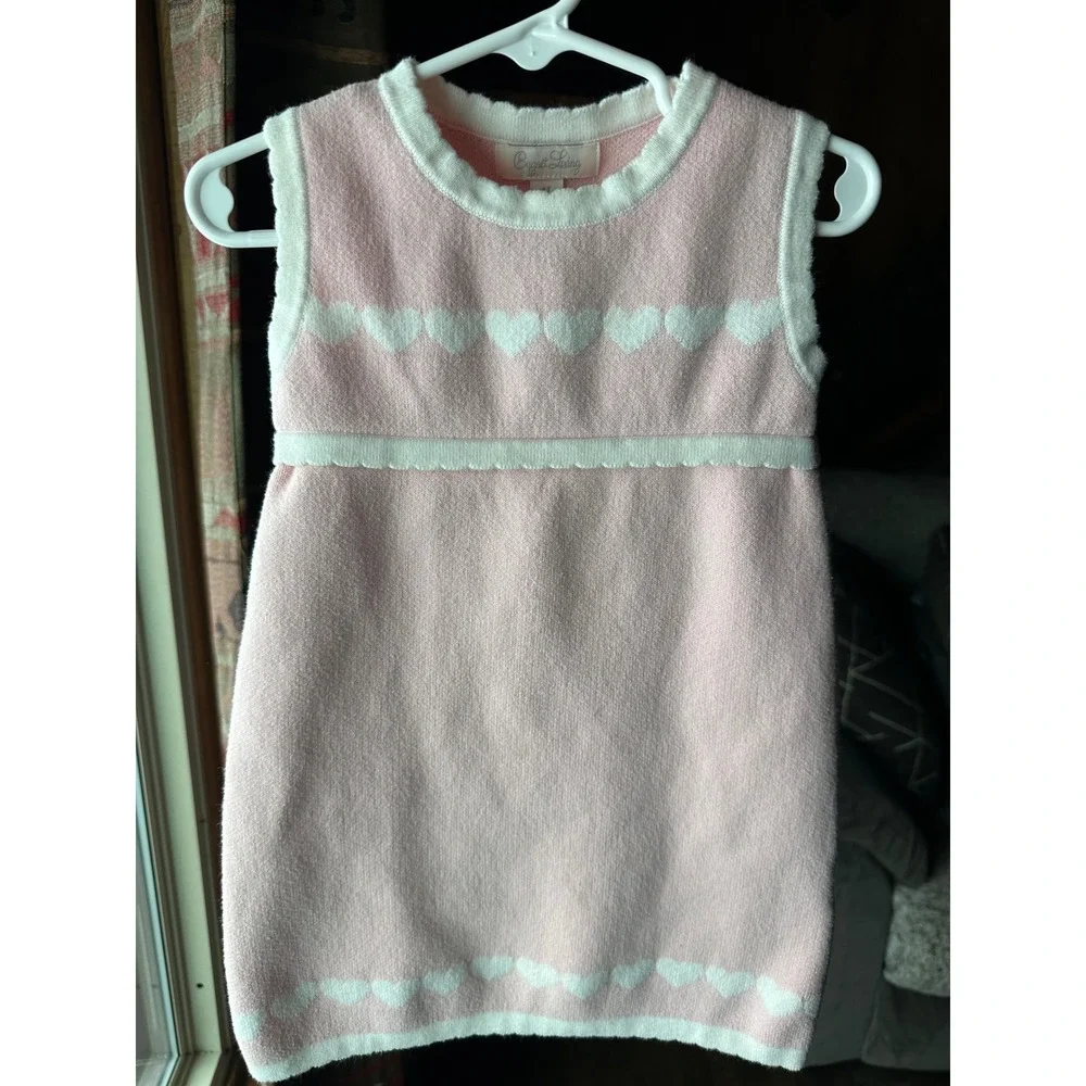 CYGNET LIVING‎ Toddler Girls Vintage Inspired Baby Pink Knit Heart Dress | SZ 4T